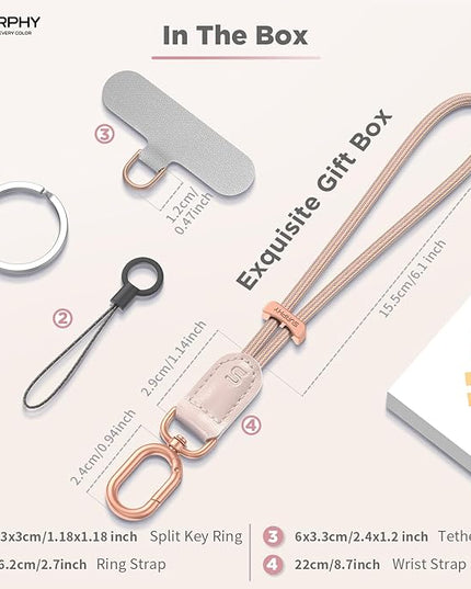 SURPHY Phone Wrist Strap, Keychain Wristlet, Phone Strap Charm with Tether Tab, Cellphone Lanyard Wrist, Key Chain for Women