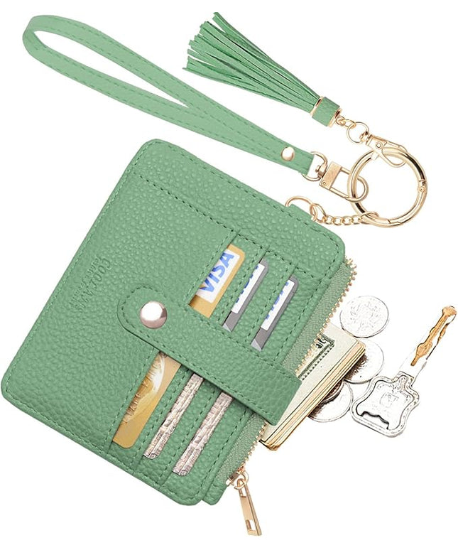 COOLANS Silicone Bracelet Wristlet Wallet Credit Card Holder RFID,ID Window,Key Ring Tassel,Slim Wallet Women Keychain Purse