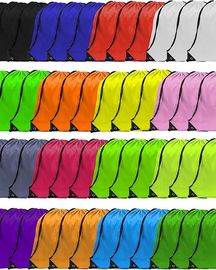 GoodtoU Drawstring Bags - Nylon Gym Bags with Cinch Sack Design (16 Colors, 48Pcs)