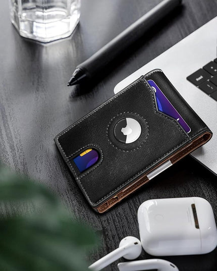 miyozi Airtag Wallet for Men,with Money Clip 11 Cards Slim Front Pocket Leather RFID Blocking Wallet with Gift Box