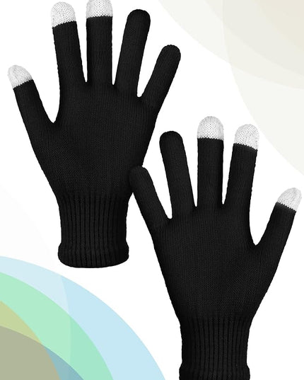 Pangda 12 Pairs Winter Touch Screen Gloves for Men Women Stretch Knitted Texting Gloves Warm Windproof Solid Color Mittens