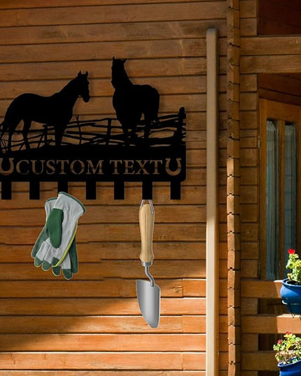 Personalized Metal Key Holder for Wall, Metal Wall Mount Custom Horse Name Hooks, Horse Ranch Key Hooks, Farm Key Hanger Decor, Key Rack for Hallway, Key Organizer for Living Room, Housewarming Gift
