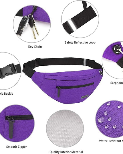 MAXTOP Large Crossbody Fanny Pack with 4-Zipper Pockets,Gifts for Enjoy Sports Festival Workout Traveling Running Casual Hands-Free Wallets Waist Pack Phone Bag Carrying All Phones