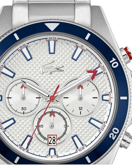 Lacoste Mainsail Men's Chronograph Watch - Stainless Steel - Water Resistant up to 5ATM/50 Meters - Contemporary, Sporty - Premium Fashion Timepiece - Gift for Him - 43mm