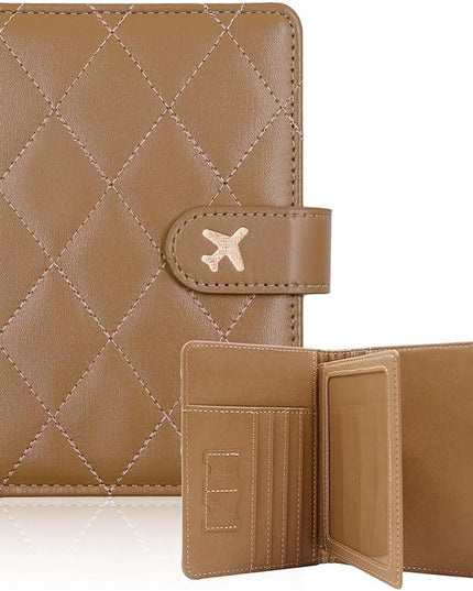 Melsbrinna Rfid Passport Holder for Travel women/Men, Cute Passport Wallet Rfid Blocking Card Slots, Rfid Passport Cover/CaseTravel Wallet, Passport Book Holder (1, LG KHAKI)