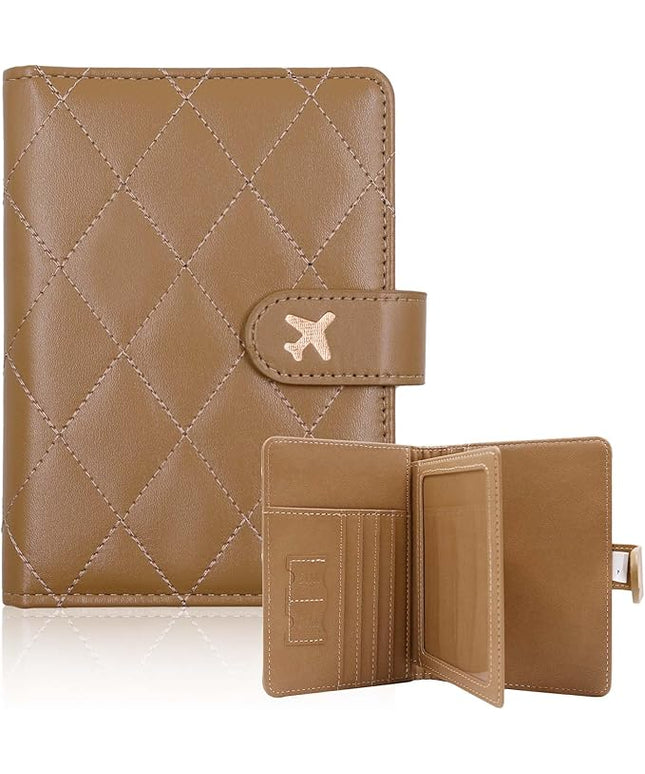 Melsbrinna Rfid Passport Holder for Travel women/Men, Cute Passport Wallet Rfid Blocking Card Slots, Rfid Passport Cover/CaseTravel Wallet, Passport Book Holder (1, LG KHAKI)