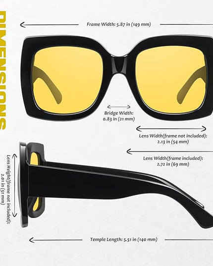 GQUEEN Oversized Square Frame Sunglasses Womens Retro Vintage Trendy Shades,S904