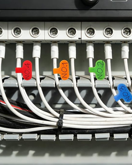32 Pcs Multi Color Durable Cable Lables with Writable Surface,Waterproof Wire Labels for Electronics Organization,Computer&Industrial Cable Management,1.5" x 0.63"Cord Tags(8 Colors)