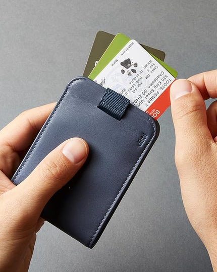 Distil Union Wally Bifold 5.0 RFID Wallet with ID Window - Slim Bifold Wallet for Men with Money Clip, Premium Leather – Minimalist RFID Card Holder - Holds 14 Cards & 30 Bills - Navy
