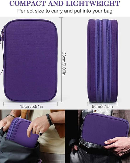 FYY Electronic Organizer, Large Travel Cable Organizer Bag Pouch Electronic Accessories Carry Case Portable Waterproof Double Layers All-in-One Storage Bag for Cable, Cord, Charger, Purple