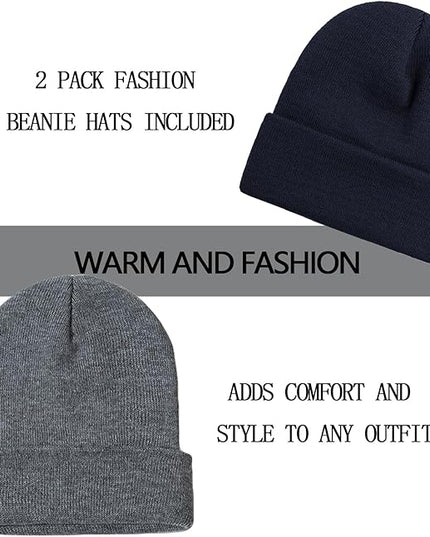 ZOORON 1&2 Pack Beanie for Men Women Slouchy Beanie Hats Winter Knit Caps Soft Ski Hat Unisex