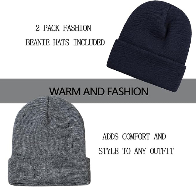 ZOORON 1&2 Pack Beanie for Men Women Slouchy Beanie Hats Winter Knit Caps Soft Ski Hat Unisex
