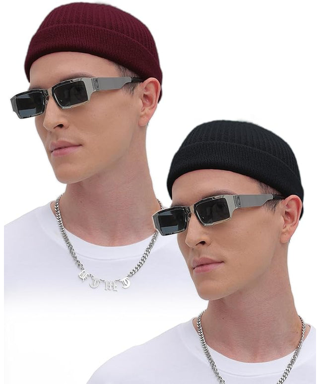 ROYBENS Thin Swag Wool Short Fisherman Beanie for Men Women, Knit Cuff Trawler Beanie Watch Hat, Soft Spring Fall Skull Cap