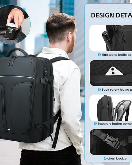 Vacuum Compression Backpack for Travel, 47L Expandable Backpack with Pump, 17 inch Laptop Backpack Luggage Flight Approved with Vacuum Compression System