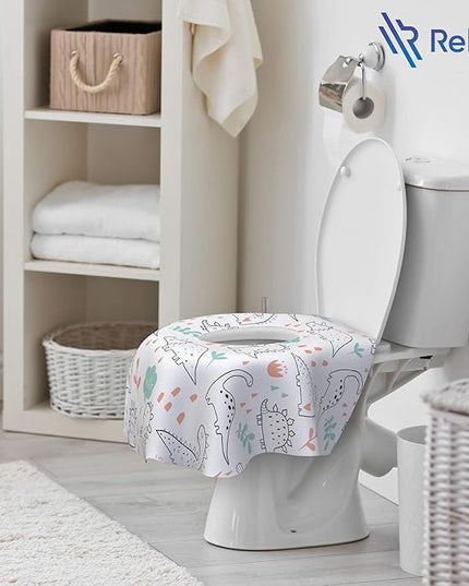 Toilet Seat Covers Disposable - 20 Pack - Waterproof, Ideal for Kids and Adults – Extra Large, Individually Wrapped for Travel, Toddlers Potty Training in Public Restrooms (Dinosaurs, 20)