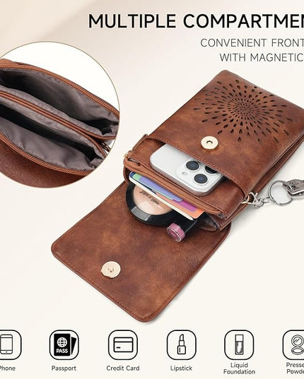 APHISON Small Crossbody Bags for Women Trendy, Leather Phone Wallet Purses Handbags Card Slots with Adjustable Strap