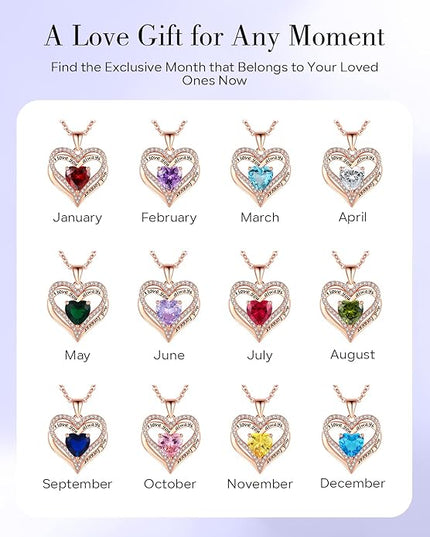 S925 Sterling Silver Necklace for Women, Wife Jewelry Rose Gold, Mom Birthday Valentines Mothers Day Gifts, Girlfriend Necklaces, Daughter Heart Jewel, Anniversary for Her