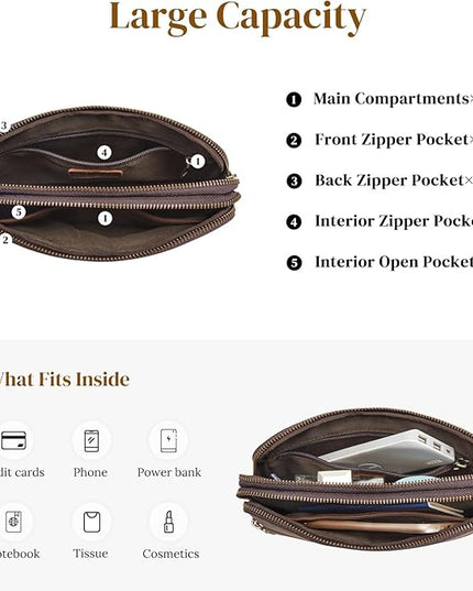 S-ZONE Fanny Packs for Women Genuine Leather RFID Blocking Crossbody Bags Purses Sling Waist Chest Bag Gifts Travel Running Adjustable Strap Men
