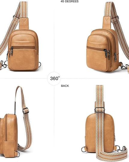 Sling Bag For Women Faux Leather Small Casual Daypack Backpack Fanny Pack Crossbody Chest Bags Purse