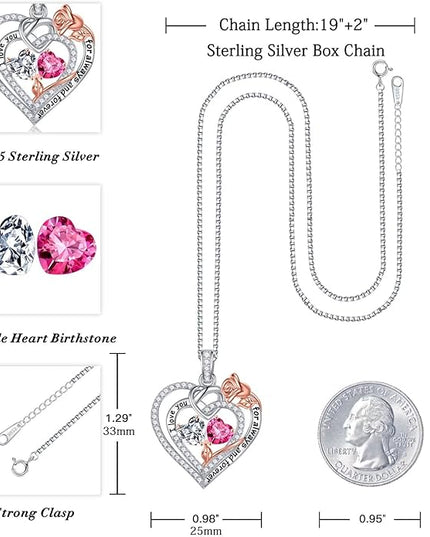 Iefil Christmas Gifts for Wife Women - 925 Sterling Silver Double Birthstone Necklace, Anniversary Birthday Gifts for Women, Jewelry Gift for Wife Girlfriend Mom Her