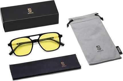 SOJOS Retro Aviator Sunglasses for Women Men,Trendy Rectangle Womens Mens Shades Sun Glasses SJ2202