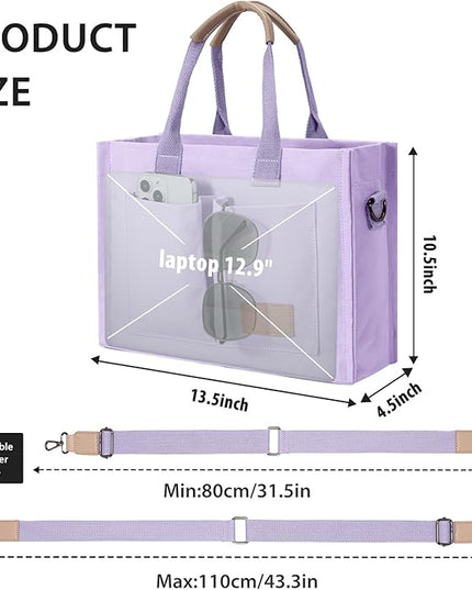 Canvas Tote Bag for Women Crossbody Work Purse with Pockets Top Handle Handbag Satchel Bags for Travel Nurse Teacher