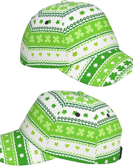 St. Patrick's Day Lucky Shamrock Hat Adjustable Irish Green Clover Baseball Cap Trucker Hat for Men Women