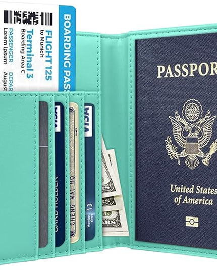 Passport Holder Cover Travel RFID Blocking Passport Cover Rose Gold Cute Flowers Passport Wallet with Elastic Band for Women