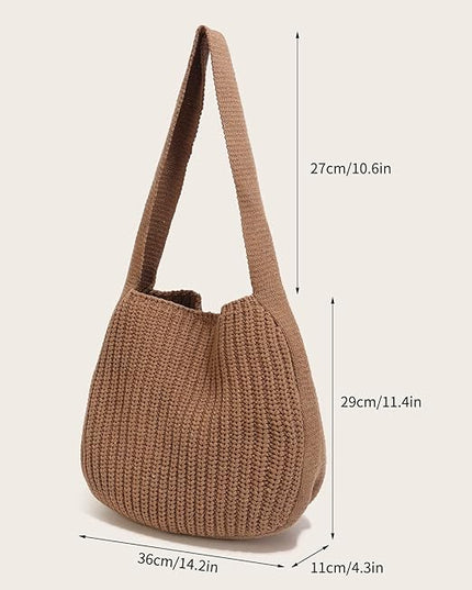 ENBEI Women's Crochet Tote Bag Knit Shoulder bag,Aesthetic Bag,Cute Eco-Friendly Tote for Travel,Daily Use,Gift Box Packaging