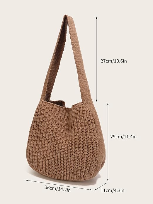 ENBEI Women's Crochet Tote Bag Knit Shoulder bag,Aesthetic Bag,Cute Eco-Friendly Tote for Travel,Daily Use,Gift Box Packaging