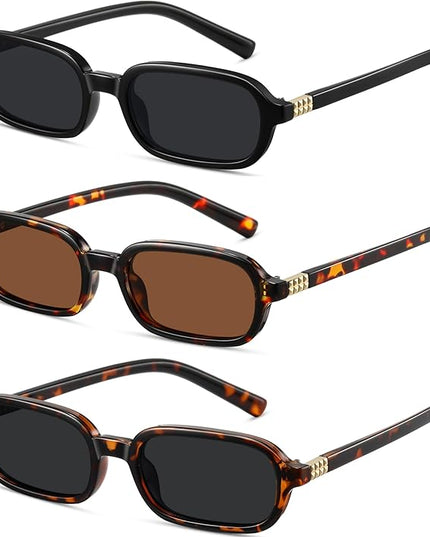 Retro Rectangle Sunglasses for Women Men Trendy Vintage Small Square Sun Glasses 90s Fashion Cute Sunnies CL010