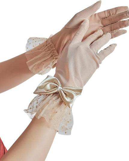 Sahabowi Satin Gloves Formal Bridal Banquet Party Wedding Opera Solid Colorful Mitten For Women