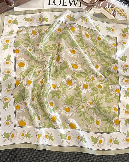 MINIDORA Satin Scarves for Women 27.5 × 27.5 inches Medium Square Elegant Silk Feeling Head Scarf
