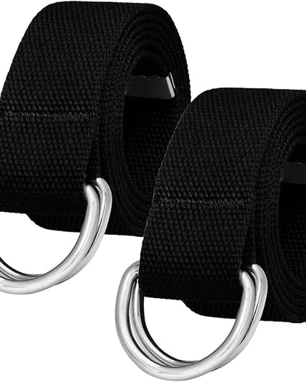 Falari Canvas Web Belt Metal Double D Ring Buckle for Men Women Casual Cloth Military Style Belt 1 1/2" Wide