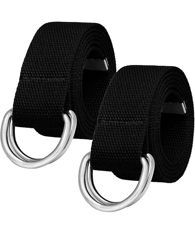 Falari Canvas Web Belt Metal Double D Ring Buckle for Men Women Casual Cloth Military Style Belt 1 1/2" Wide