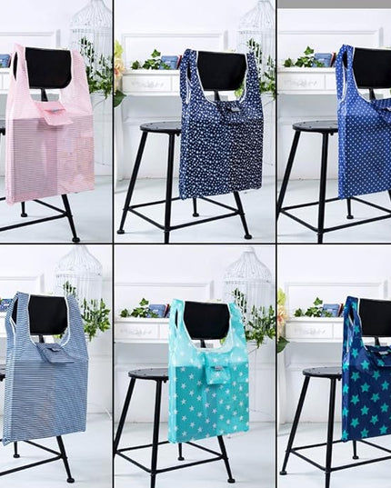 Cloth Tote Bags, Reusable, Foldable, Recycle for Shopping, Fits in Pocket, Eco Friendly for Groceries, Water Resistant, Lightweight, Strong & Durable Large (6Pack)