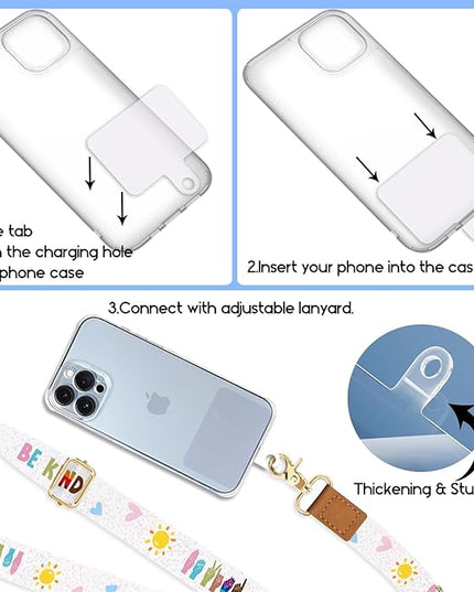 Phone Lanyard Crossbody with Wrist Strap, Be Kind Cell Phone Lanyards for around the Neck Wristlet Adjustable Strap Cute for Keys Case ID Badges Accessories