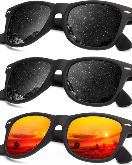 KALIYADI Polarized Sunglasses for Men and Women Matte Finish Sun glasses Color Mirror Lens UV Blocking (3 Pack)