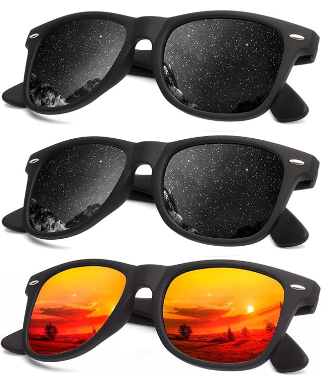KALIYADI Polarized Sunglasses for Men and Women Matte Finish Sun glasses Color Mirror Lens UV Blocking (3 Pack)