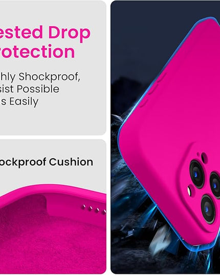 FireNova Designed for iPhone 15 Pro Max Case, Silicone Upgraded [Camera Protection] Phone Case with [2 Screen Protectors], Soft Anti-Scratch Microfiber Lining Inside, 6.7 inch, Hot Pink