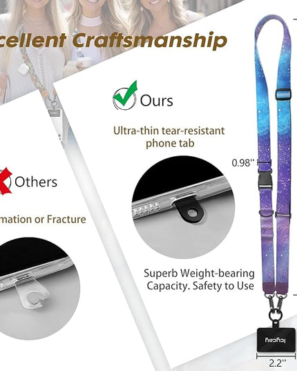 Phone Lanyard Crossbody, Starry Sky Cell Phone Strap for Around The Neck Adjustable, Anti Theft Cute Lanyard for iPhone Case ID Holder Keys Accessories Travel Essential