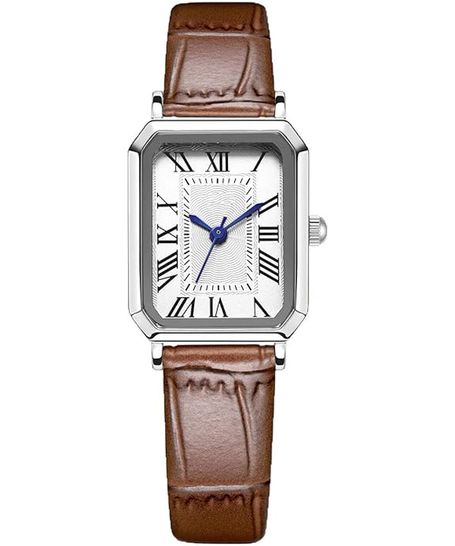PASOY Vintage Womens Watch Analog Quartz Waterproof Ladies Watches for Women with Leather Strap Square Dial
