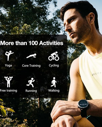 AGM Legion Rugged Smart Watch for Men, 5ATM Waterproof, Shockproof & Drop-proof, 100+ Sports Modes, Bluetooth Calling, Compass, Barometer & Altimeter, 1.43" AMOLED Display, Heart Rate & Sleep Tracking