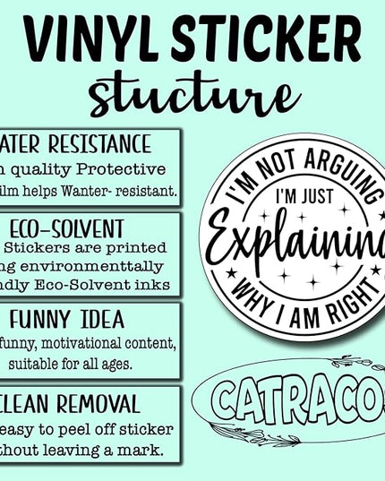 (3Pcs) I'm Not Arguing I'm Just Explaining Why I Am Right Sticker Funny Motivational Sayings Decals Decorate Books Laptop Phone Water Bottles Kindles Tumbler Waterproof Vinyl Stickers 3" Inch