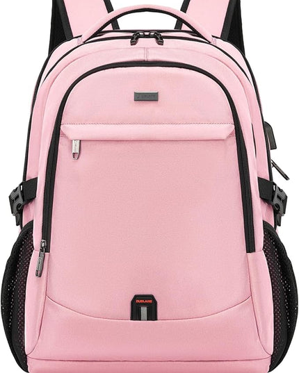 DUSLANG 17 Inch Laptop Backpack for Travel Water Resistant College Backpack for Women Laptop Bag with USB Charging Port,Pink A