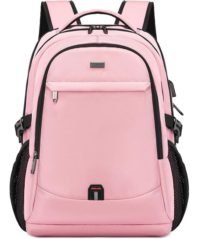 DUSLANG 17 Inch Laptop Backpack for Travel Water Resistant College Backpack for Women Laptop Bag with USB Charging Port,Pink A