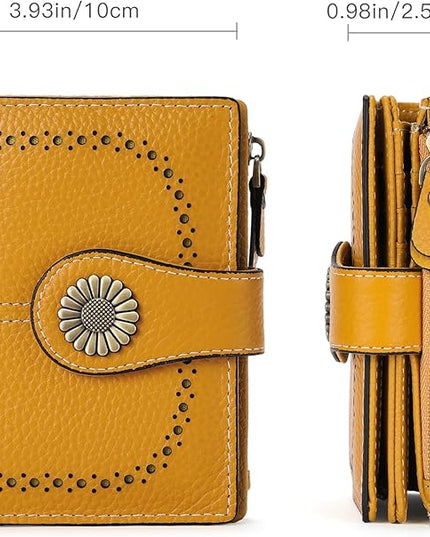 SENDEFN Small Womens Wallet Leather Bifold Card Holder RFID Blocking with Zipper Coin Pocket