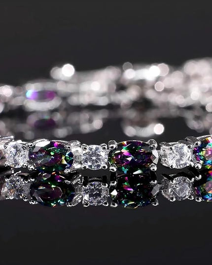 FANCIME Birthstone Tennis Bracelets Sterling Silver Bolo Tennis Bracelets Charm Fine Jewelry Birthday Gifts for Women Mom Wife Her