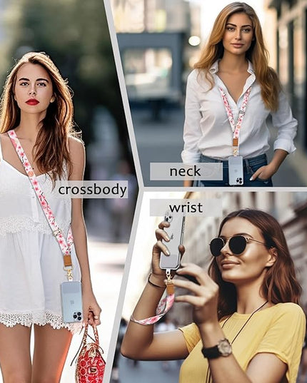 Cell Phone Lanyard Crossbody with Wrist Strap, Flower Lanyards for around the Neck Wristlet Adjustable Strap Spring Cute for Keys Case ID Badges Phone Accessories