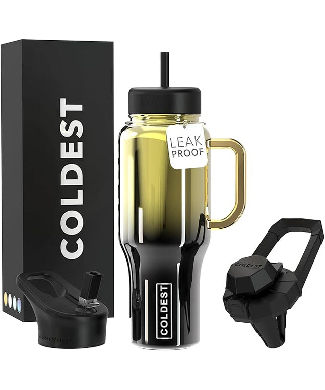 Coldest Tumbler with Handle and Straw - 100% Spill Proof Tumbler with Straw (3 Lids) - Stainless Steel Insulated Leakproof Tumblers for Women & Men - Cup Holder Friendly - 36 oz (Imbued Nova)